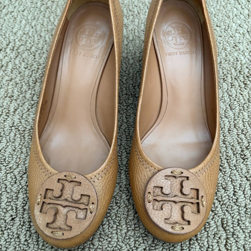 Tory Burch Brown Tumbled Leather Sally Wedge